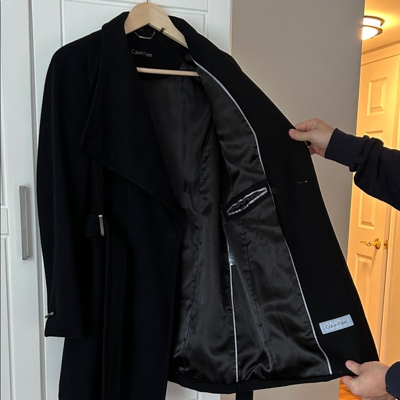 Calvin Klein Women's Wool Coat - Single button with Belt - Picture 3 of 10